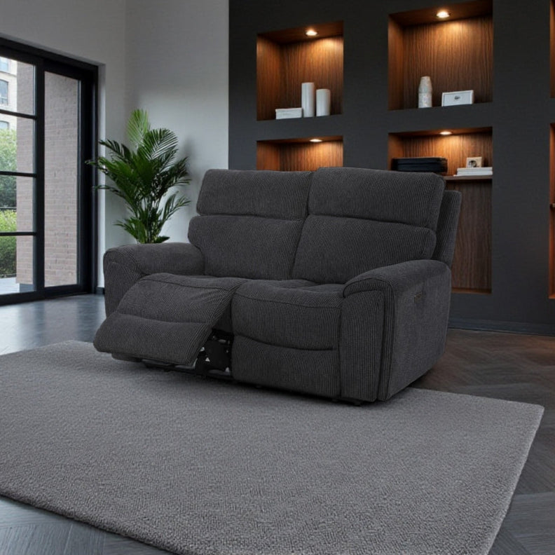 Arianna 3 Seater, 2 Seater & Chair Sofa In Midnight Black