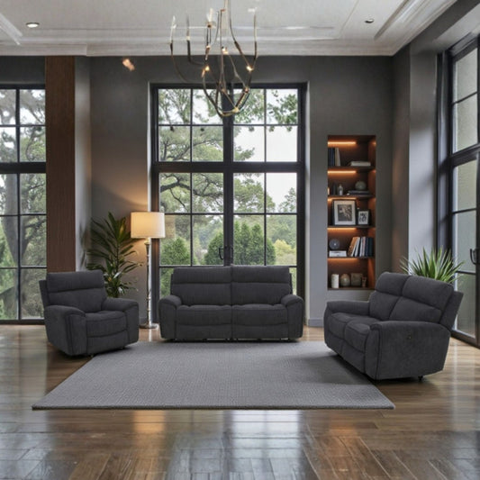 Arianna 3 Seater, 2 Seater & Chair Sofa In Midnight Black