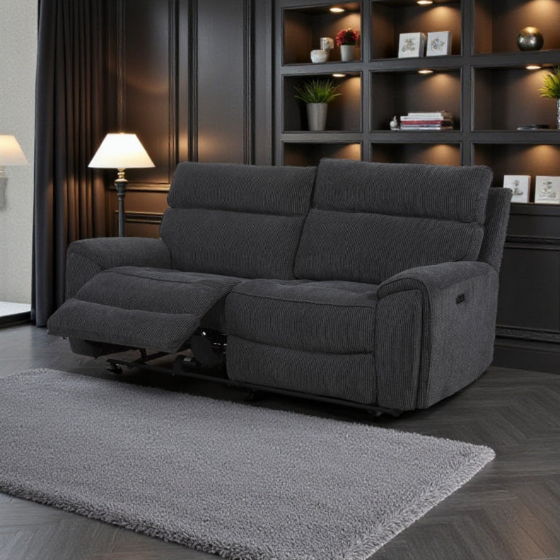 Arianna 3 Seater, 2 Seater & Chair Sofa In Midnight Black