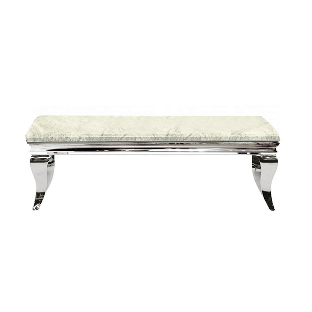 2026 Louis Chrome Coffee Table in White Marble