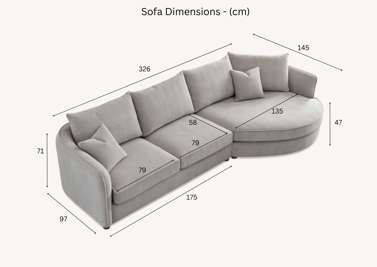 2027 Rubela Corner Chaise Sofa - Pebble  Boucle - Nimbus Beds
