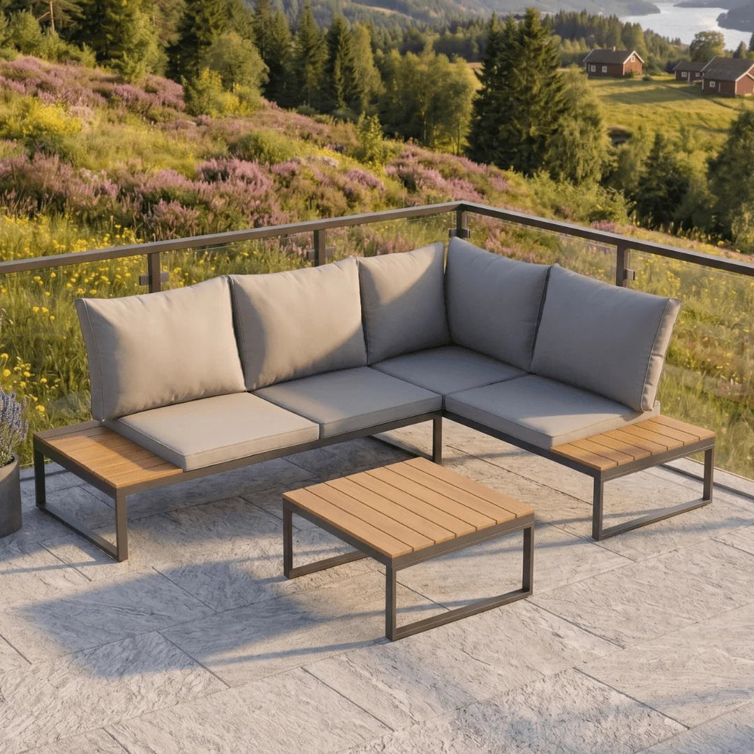 2026 Altea Wooden Topped Corner L Shape Outdoor Sofa Set with Table