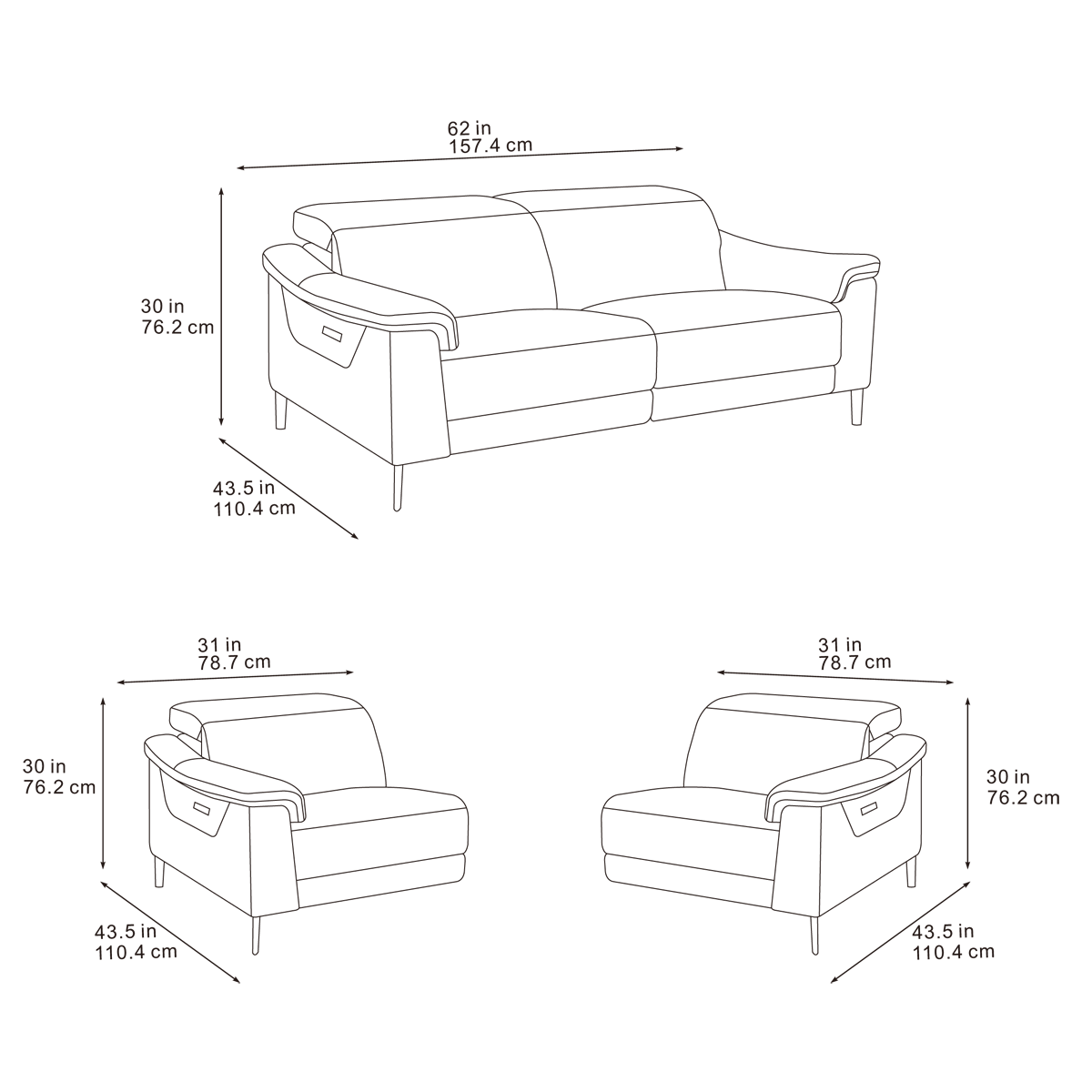 Orrynt  3 Seater, 2 Seater & Chair Sofa In Sonomo Ivory