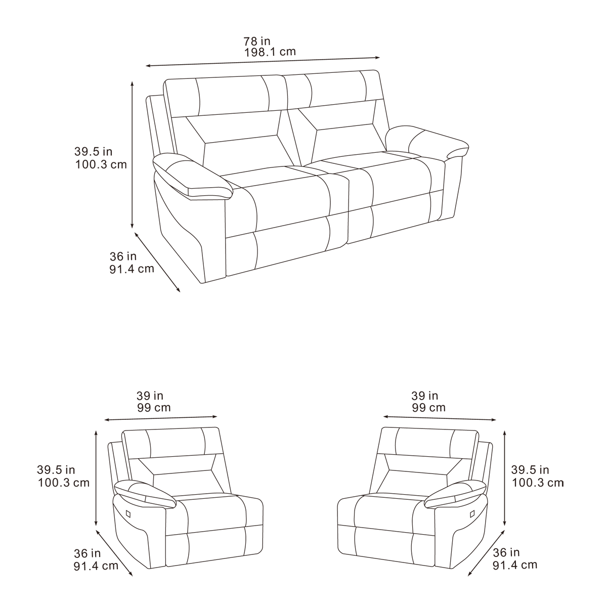 Leni Corner, 3 Seater, 2 Seater & Chair Sofa In Ink Dark Grey