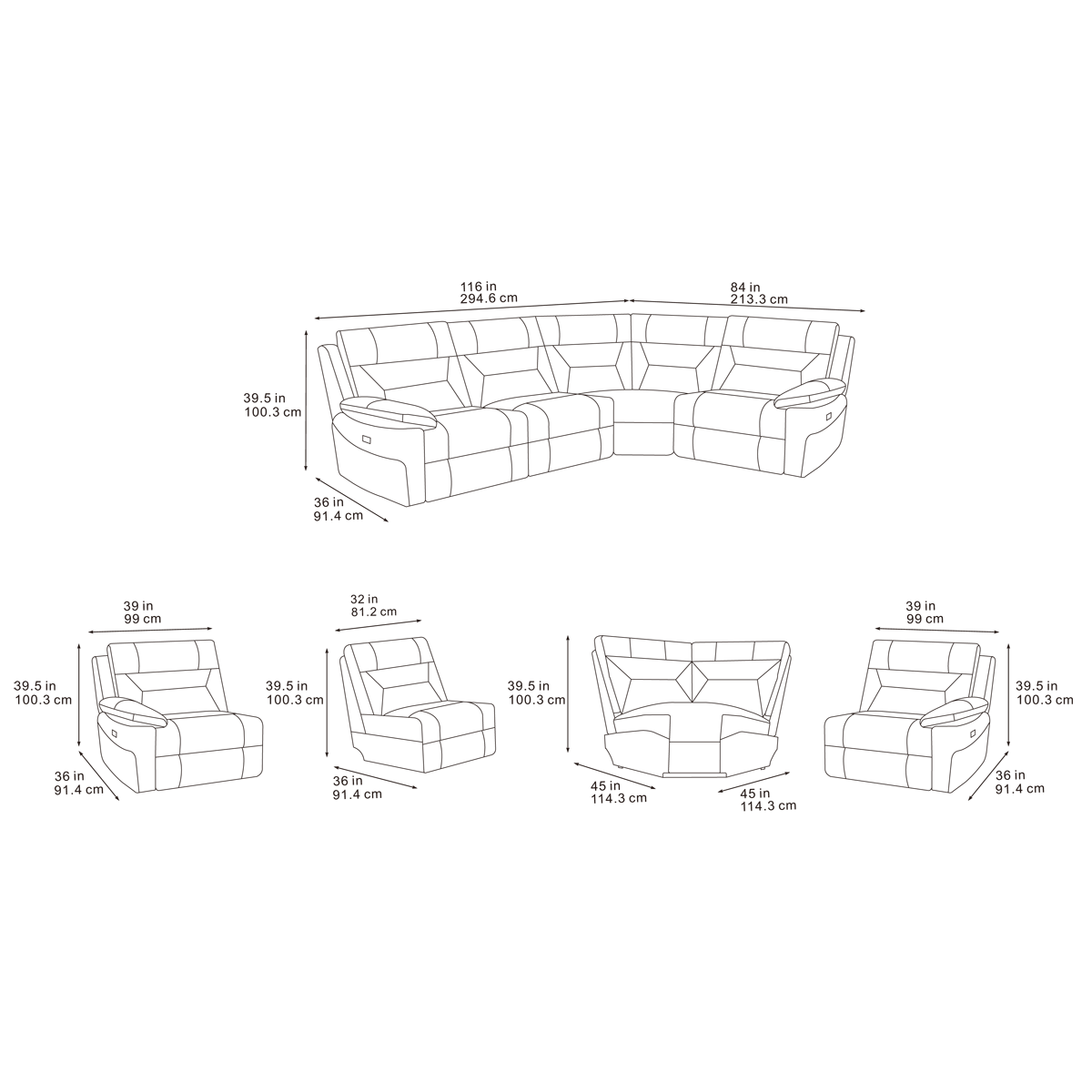 Leni Corner, 3 Seater, 2 Seater & Chair Sofa In Ink Dark Grey