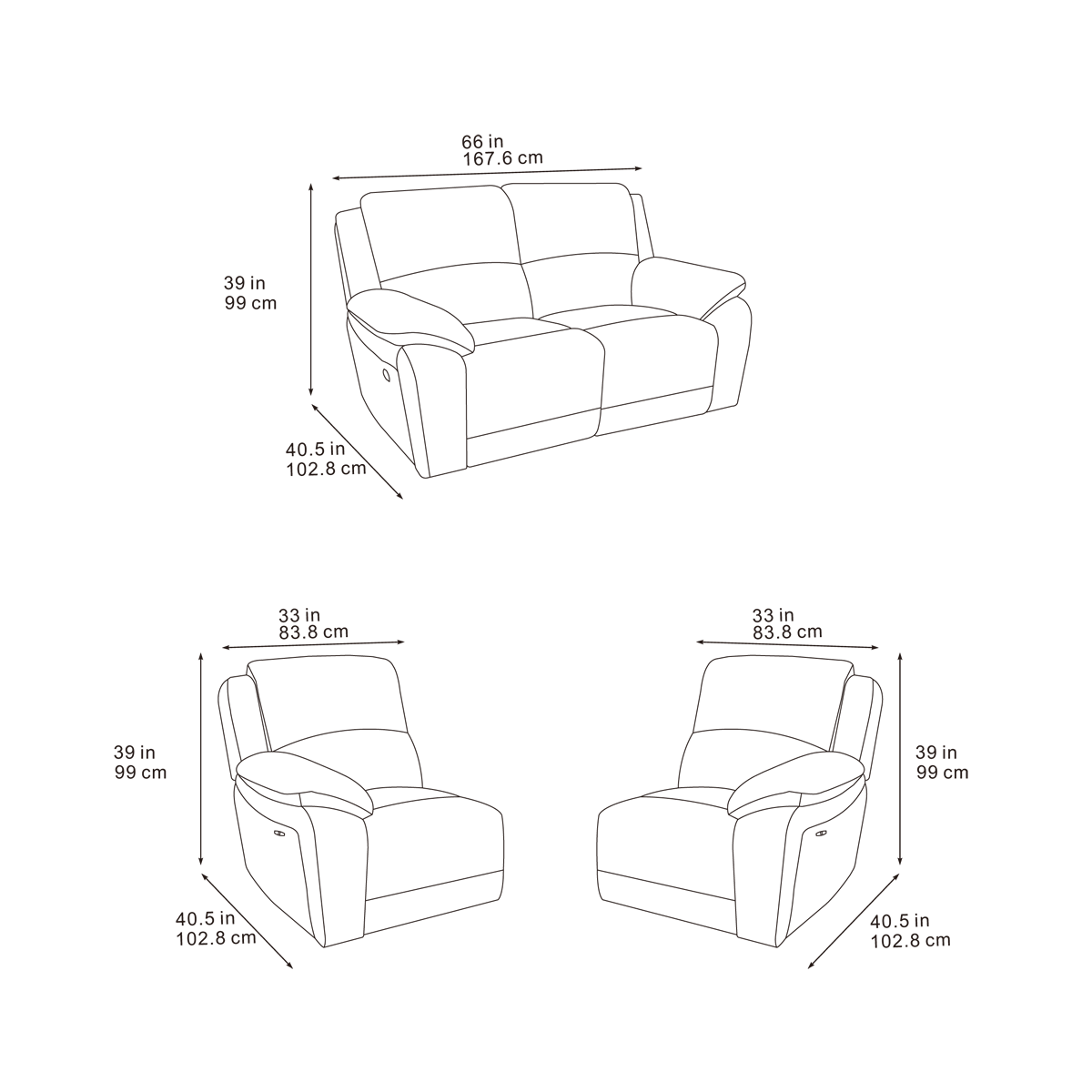 Belinda 3 Seater, 2 Seater & Chair Sofa In Ink