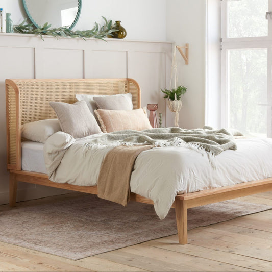 2026 Astrid Rattan Bed - Oak
