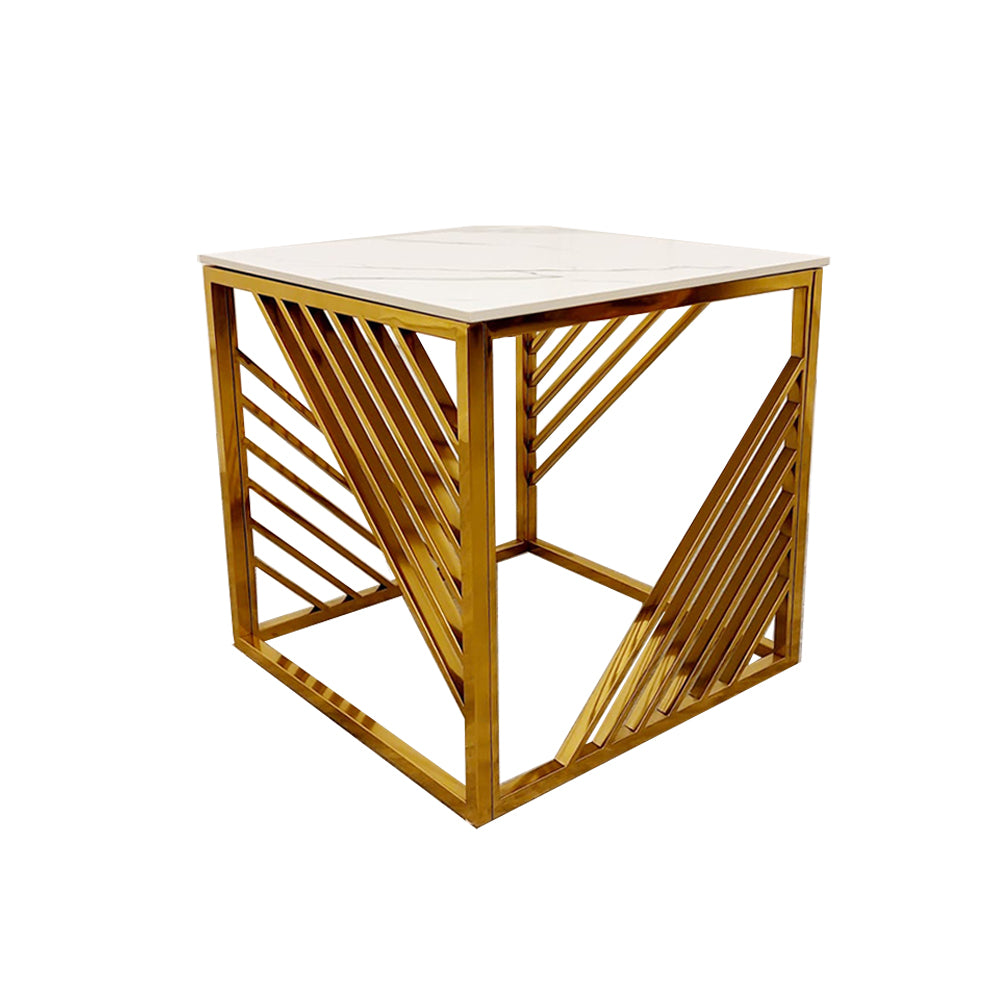 2026  Azure Gold Lamp Table with Polar White Sintered Top