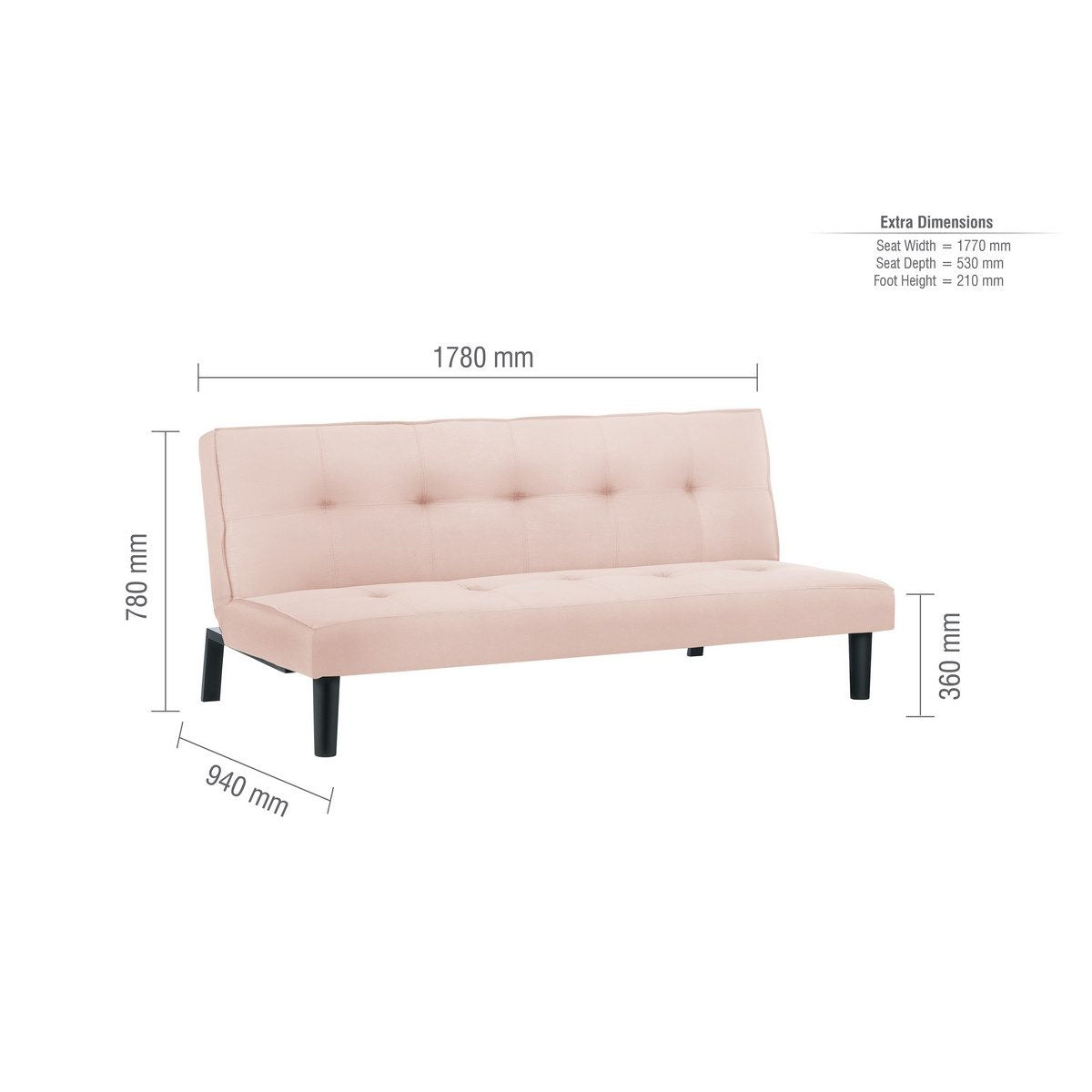 2026 Aurora Sofa Bed - Blush Pink