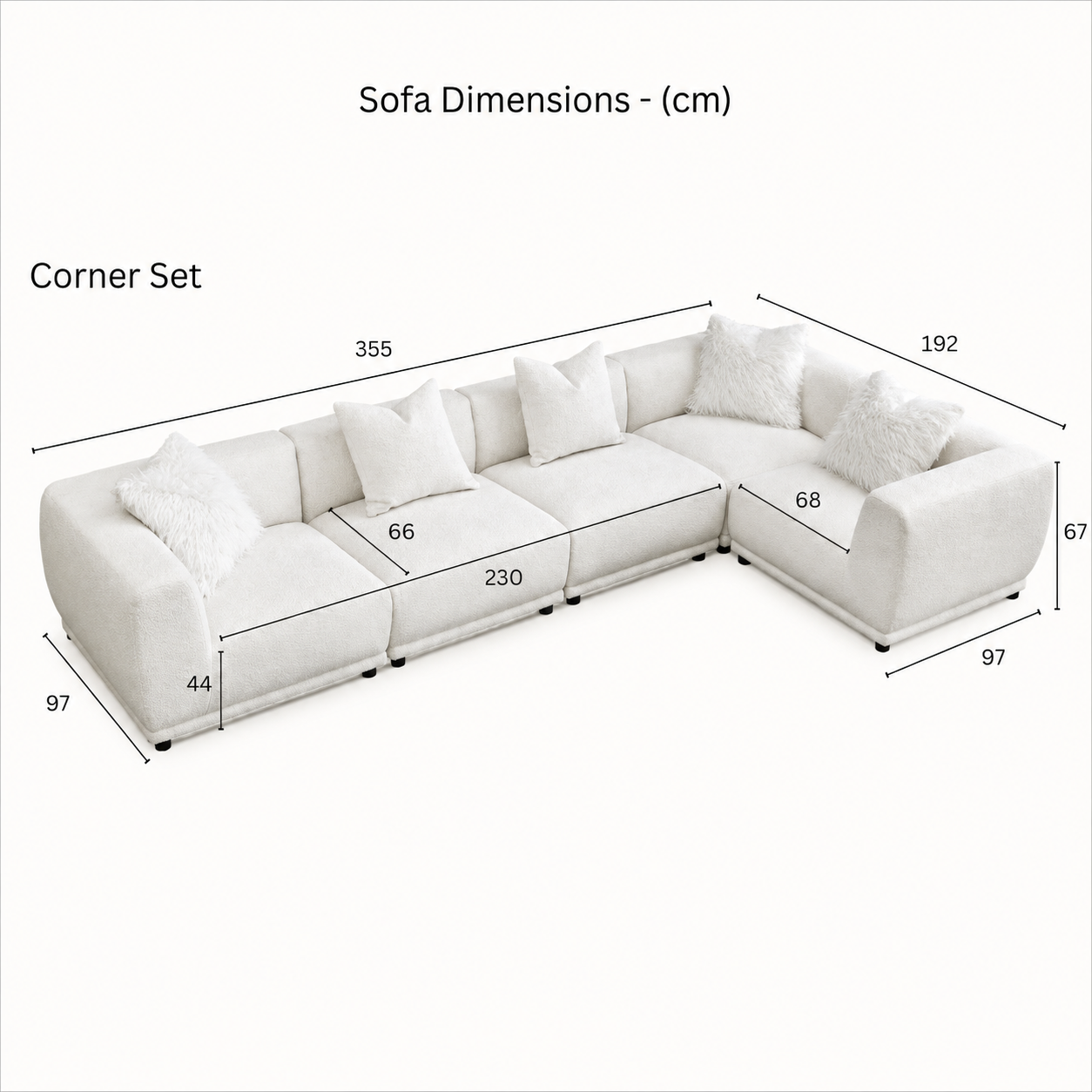 2026 Bailey Corner Sofa - Modular -   Polar Boucle - Nimbus Beds