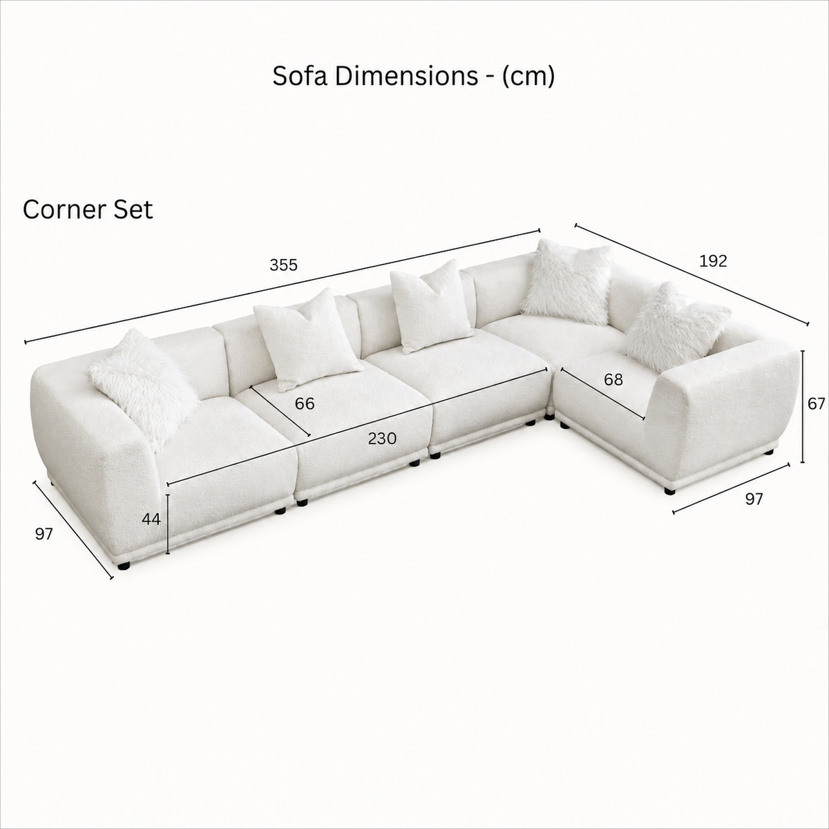 2026 Bailey Corner Sofa - Modular -   Polar Boucle - Nimbus Beds