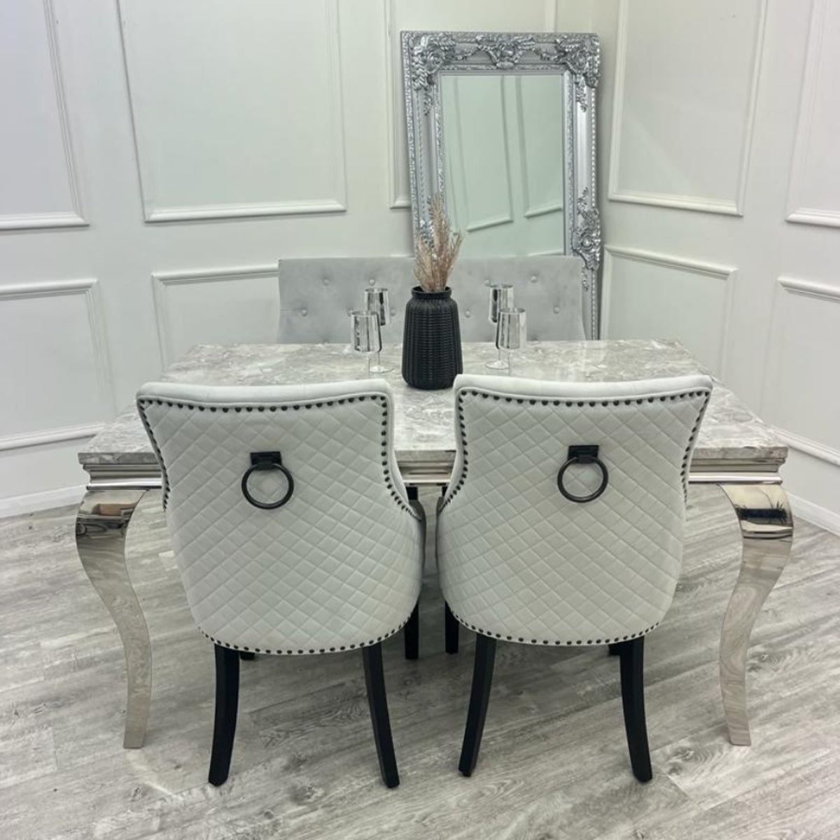 2026 Bentley Black Leg Dining Chair in Light Grey