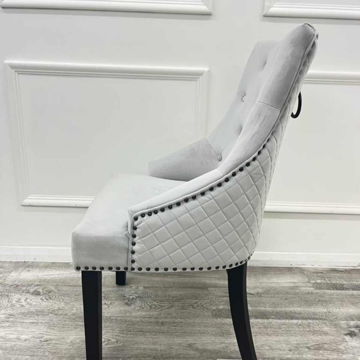 2026 Bentley Black Leg Dining Chair in Light Grey