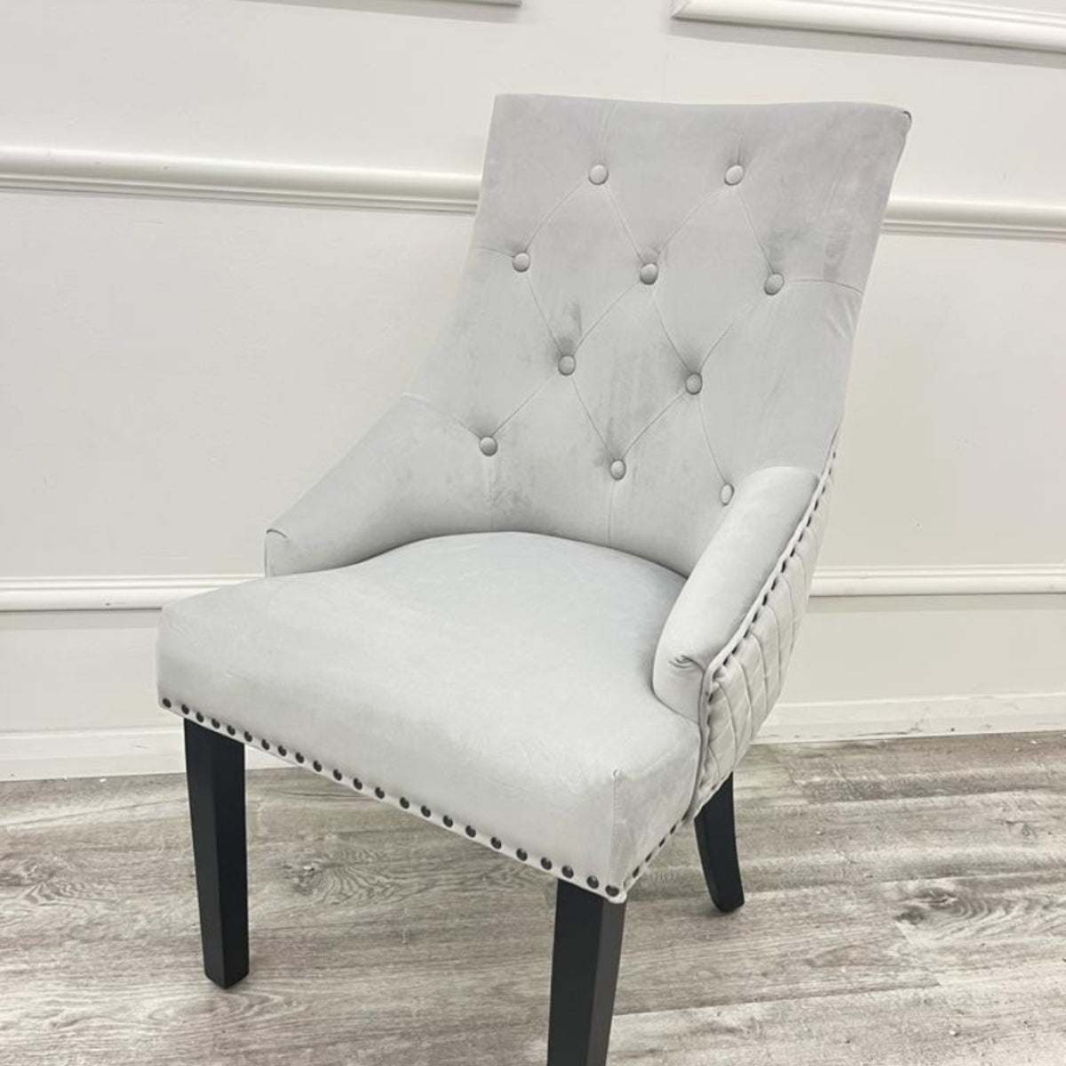 2026 Bentley Black Leg Dining Chair in Light Grey