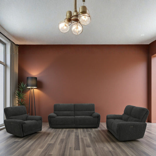 Carrie 3 Seater, 2 Seater & Chair Sofa In Midnight Black