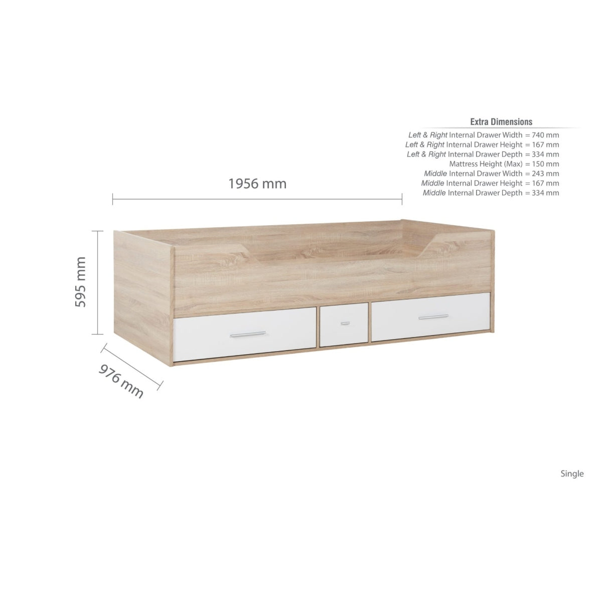 2026 Camden Cabin Bed - White & Oak Effect