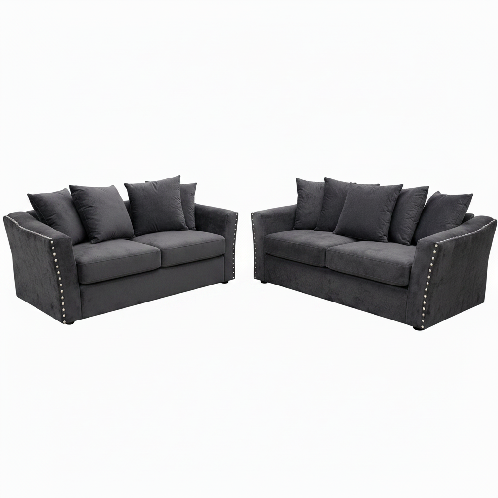 2026 Larkhall 3 & 2 Seater Sofa  -  Steel - Nimbus Beds