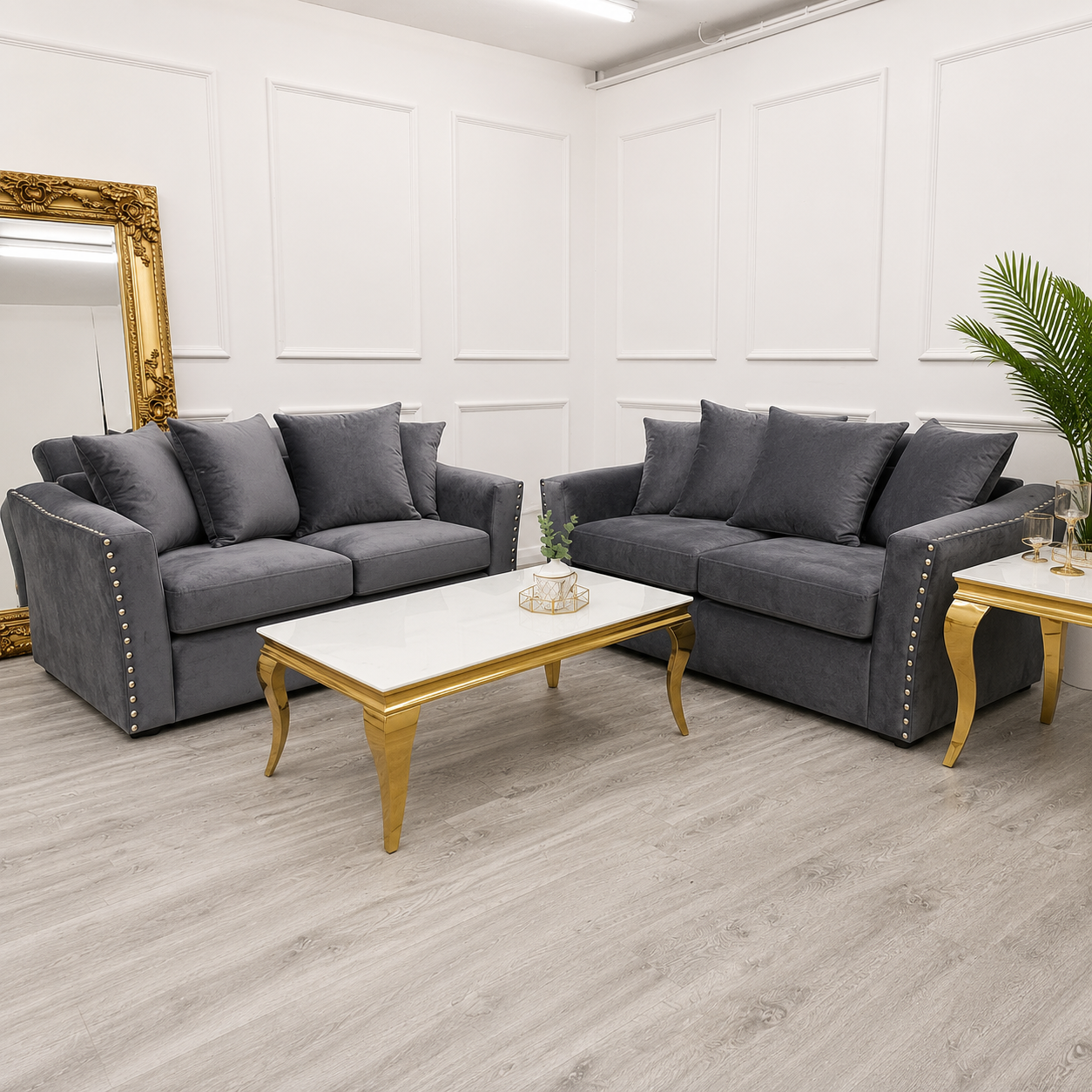 2026 Larkhall 3 & 2 Seater Sofa -  Pebble Grey - Nimbus Beds