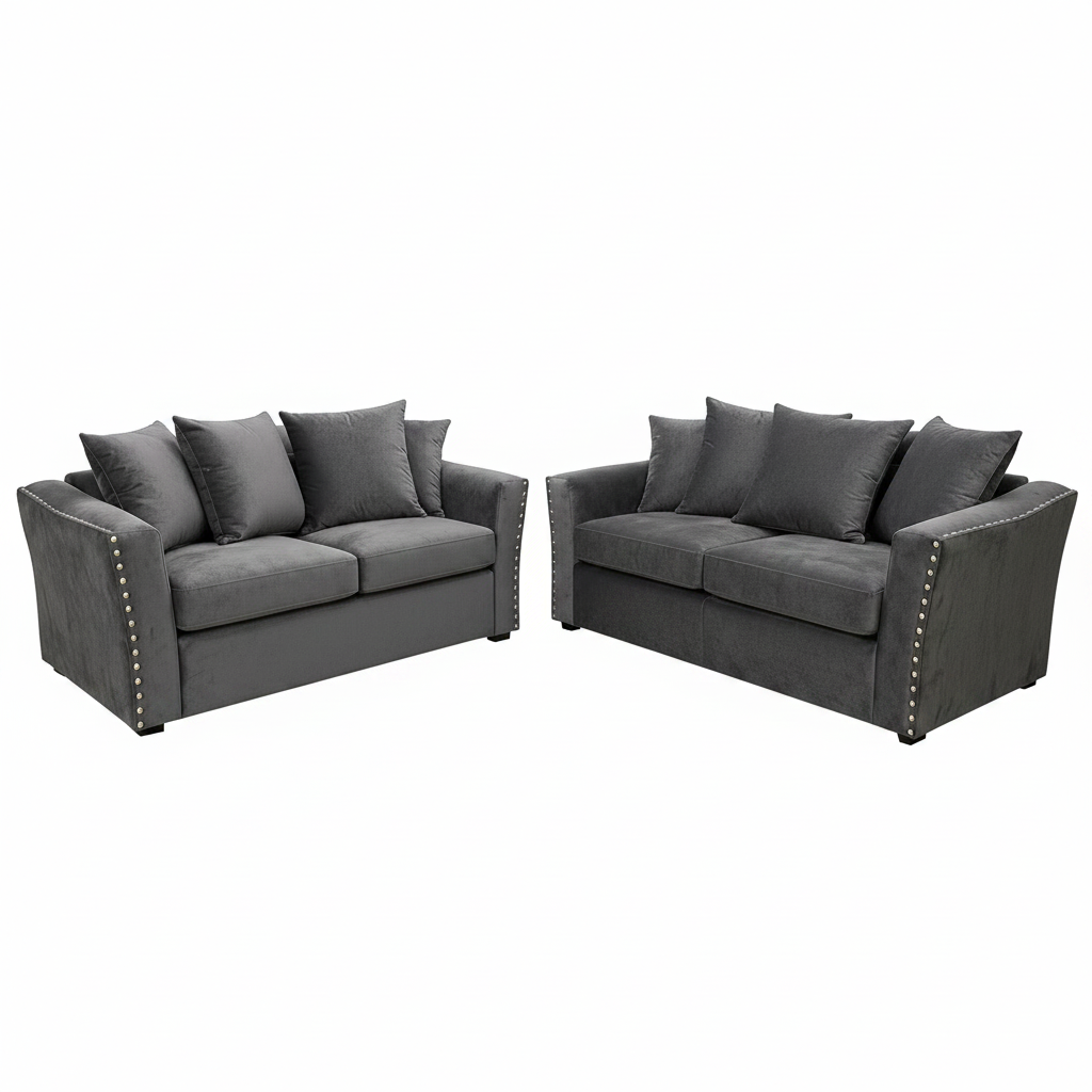 2026 Larkhall 3 & 2 Seater Sofa -  Pebble Grey - Nimbus Beds