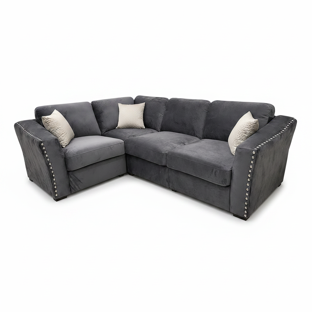 2026 Larkhall 4 piece Corner Sofa -  Steel - Nimbus Beds
