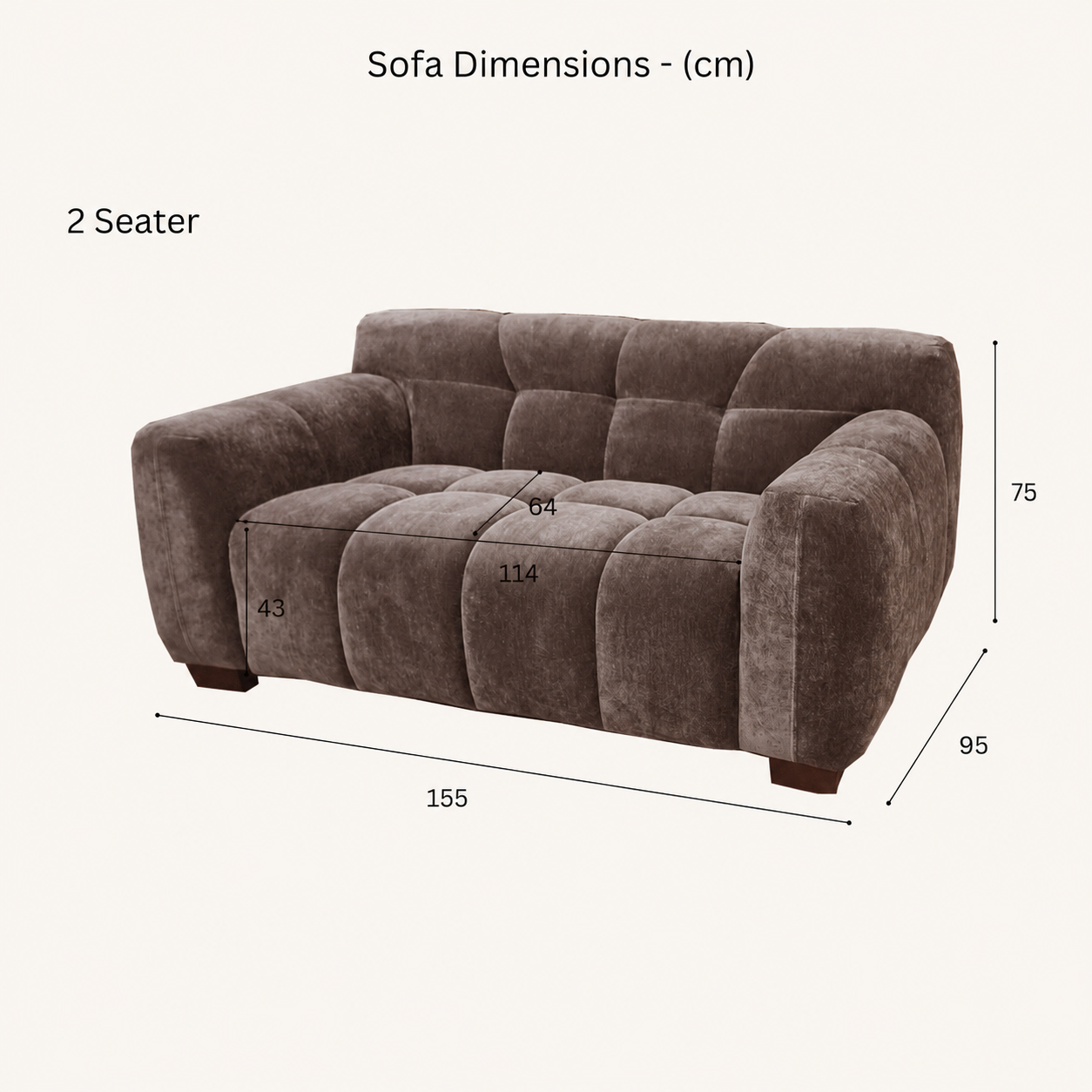 2026 Miami 2 Seater Sofa - Chocolate Velvet - Nimbus Beds