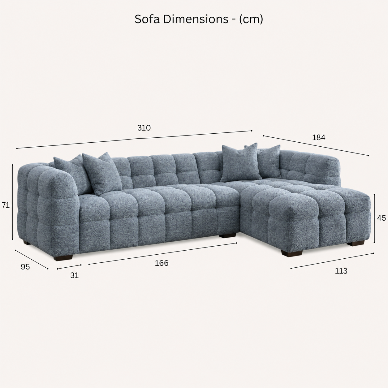 2026 Aubrey Corner Sofa - Right Hand -  Iron Boucle - Nimbus Beds
