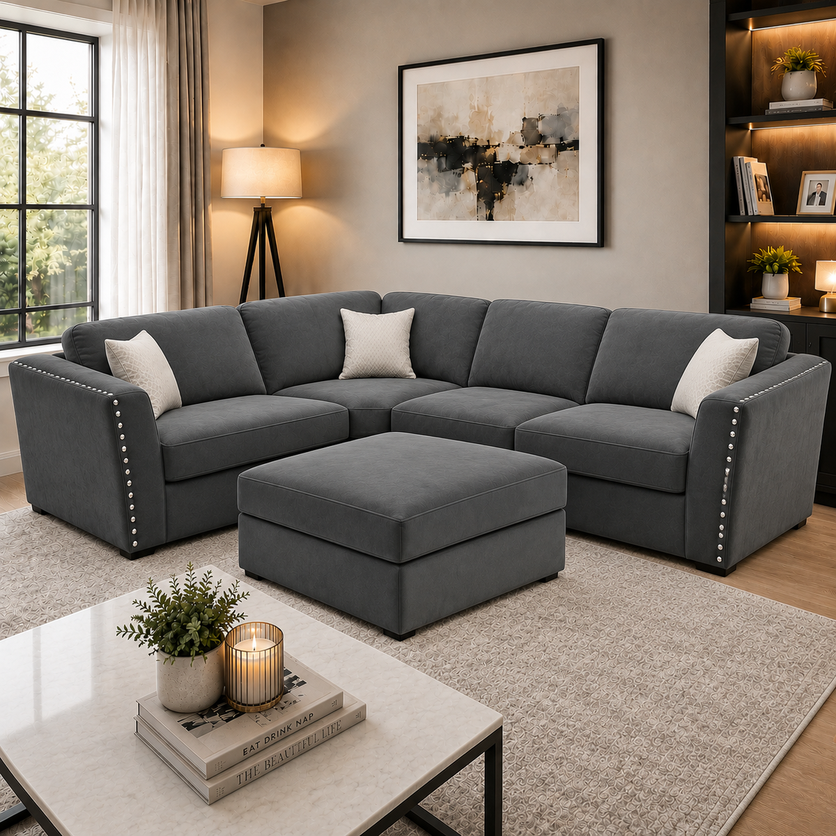 Larkhall 4 piece Corner Sofa -  Silver