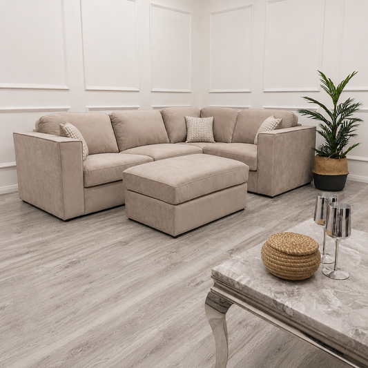 2026 Hamilton 4 piece Corner Sofa -  Pebble Grey - Nimbus Beds