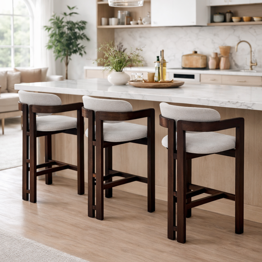 2026 ALUXO® Clara Walnut Dining Chair in Oatmeal Bouclé - Box of 2