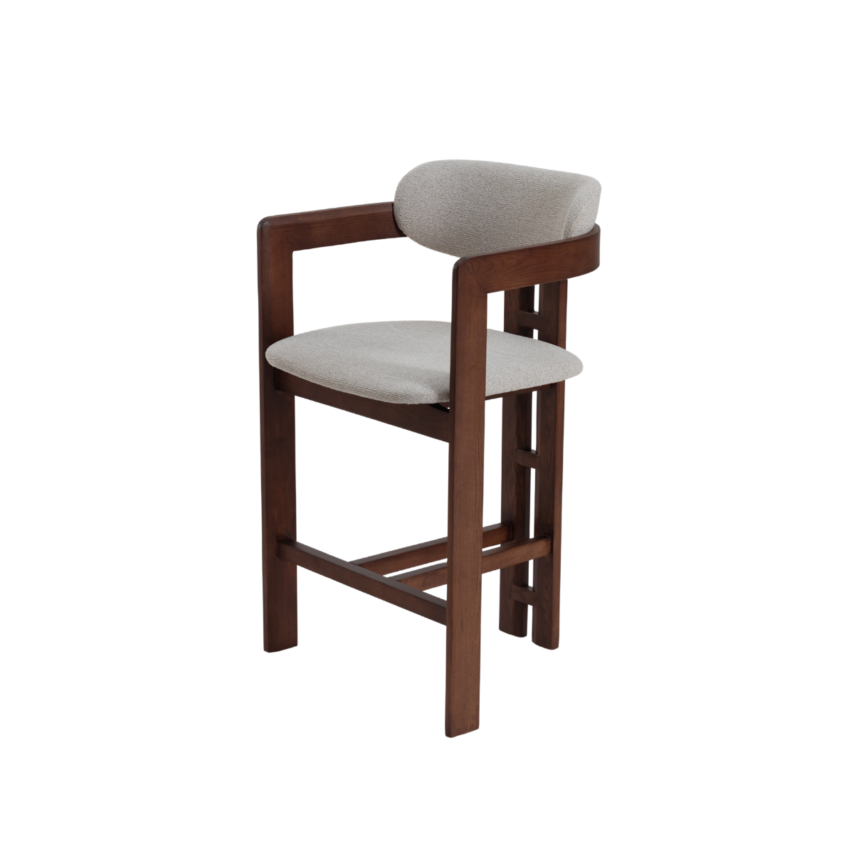 2026 ALUXO® Clara Walnut Dining Chair in Oatmeal Bouclé - Box of 2