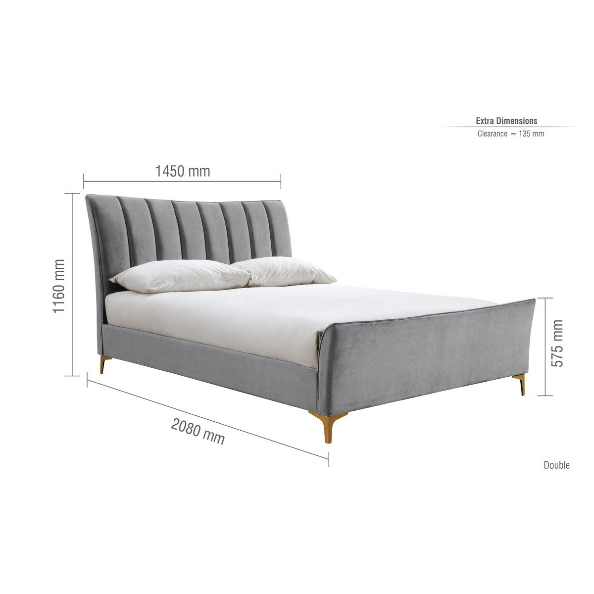 2026 Clover Fabric Bed - Grey Velvet