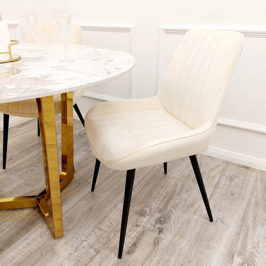 2026 Dido Velvet Dining Chair in Cream