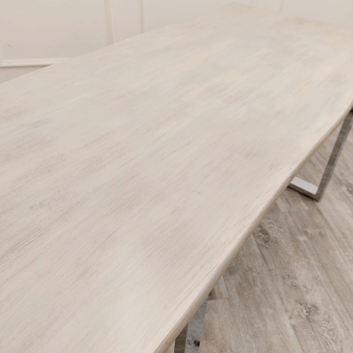 2026 Freya 1.8 Dining Table Solid Light Pine wood with Chrome Metal Legs