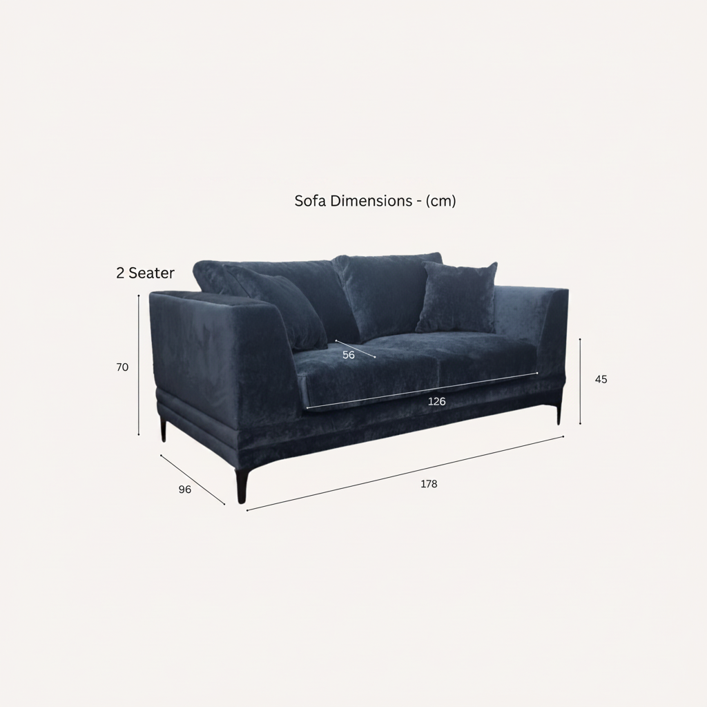 2026 Portland 2 Seater Sofa - Steel Velvet - Nimbus Beds