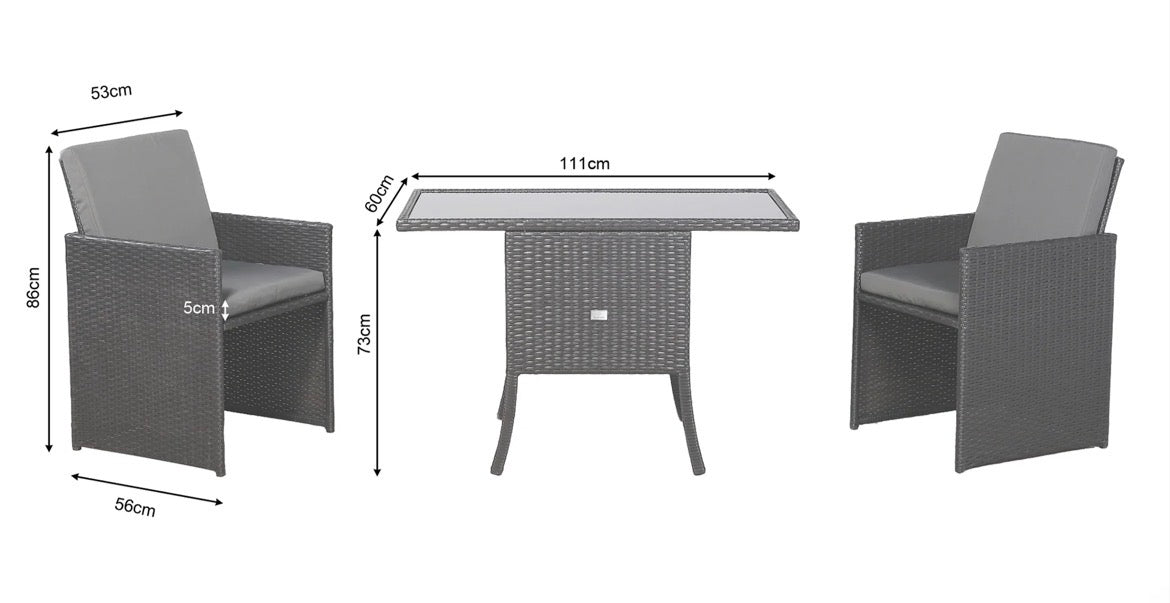2026 Balcony & Terrace Compact Bistro Table & 2 Chair Set