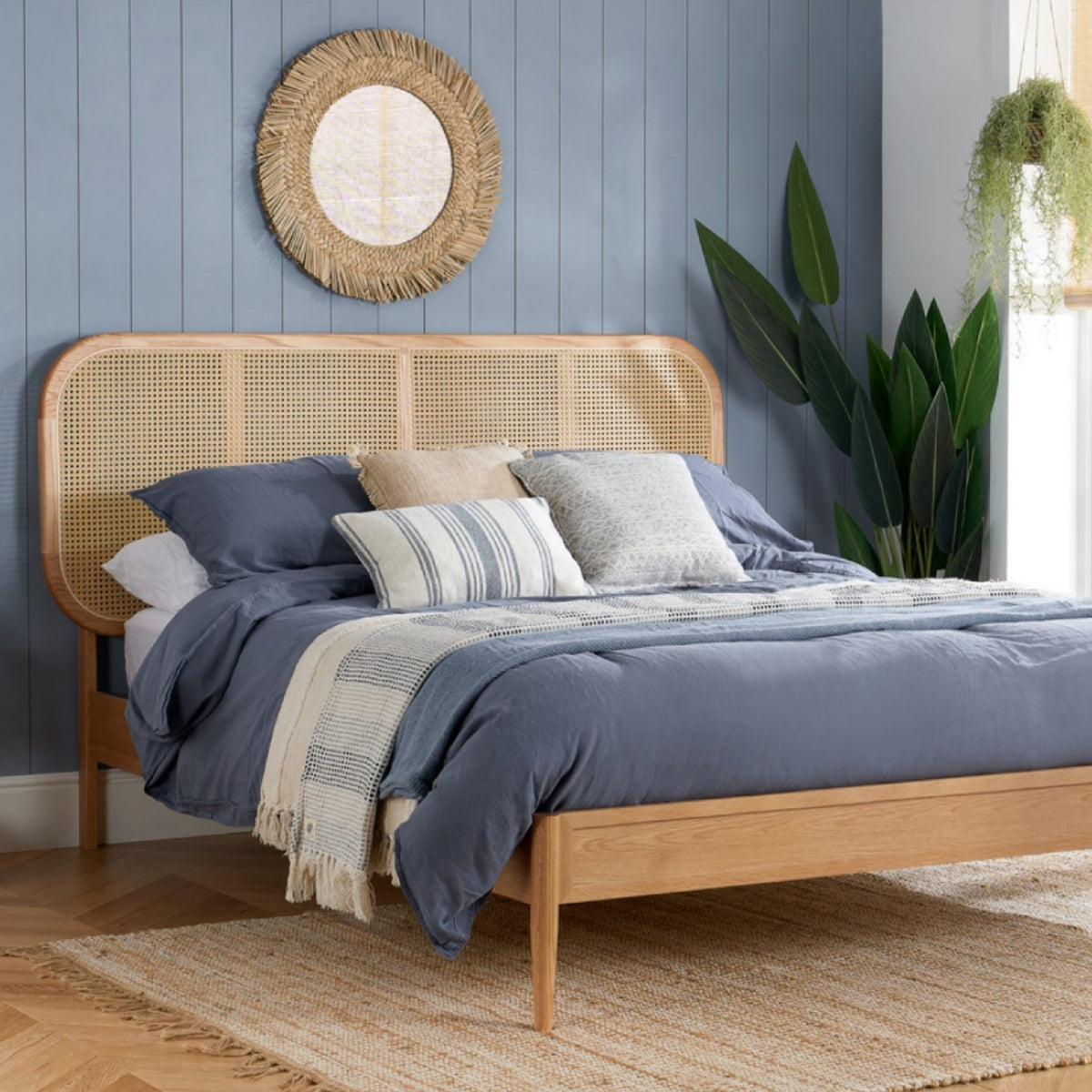 2026 Elina Rattan Bed - Oak