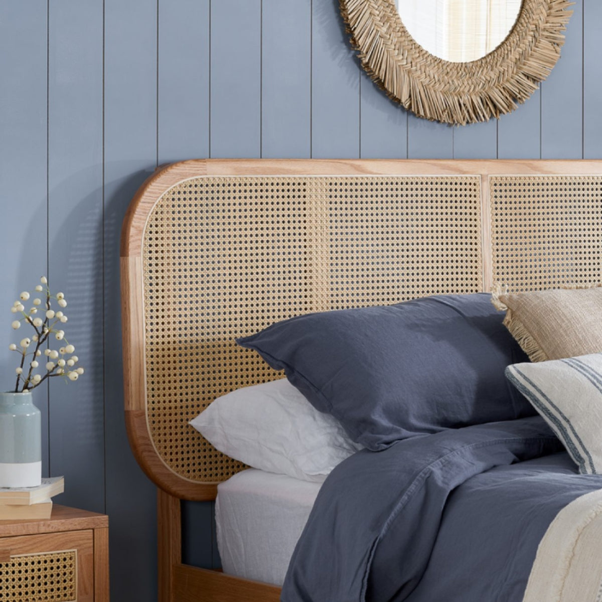 2026 Elina Rattan Bed - Oak