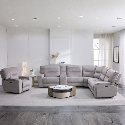 Elyana Corner with Console & Chair Sofa In Aspen Latte