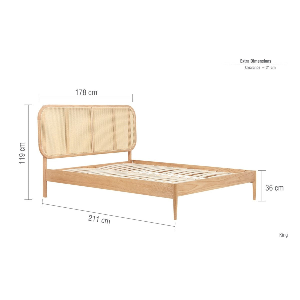 2026 Elina Rattan Bed - Oak