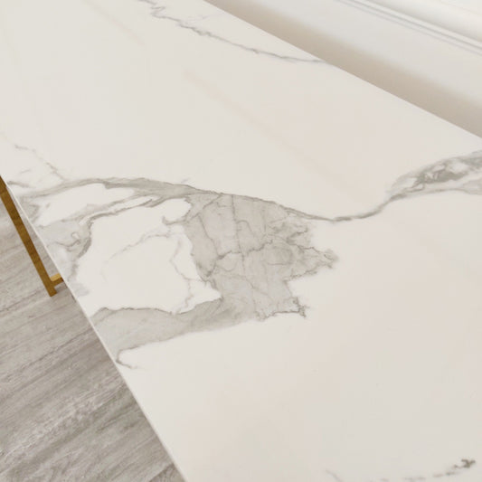 2026 Geo Gold Console Table with Polar White Sintered Top