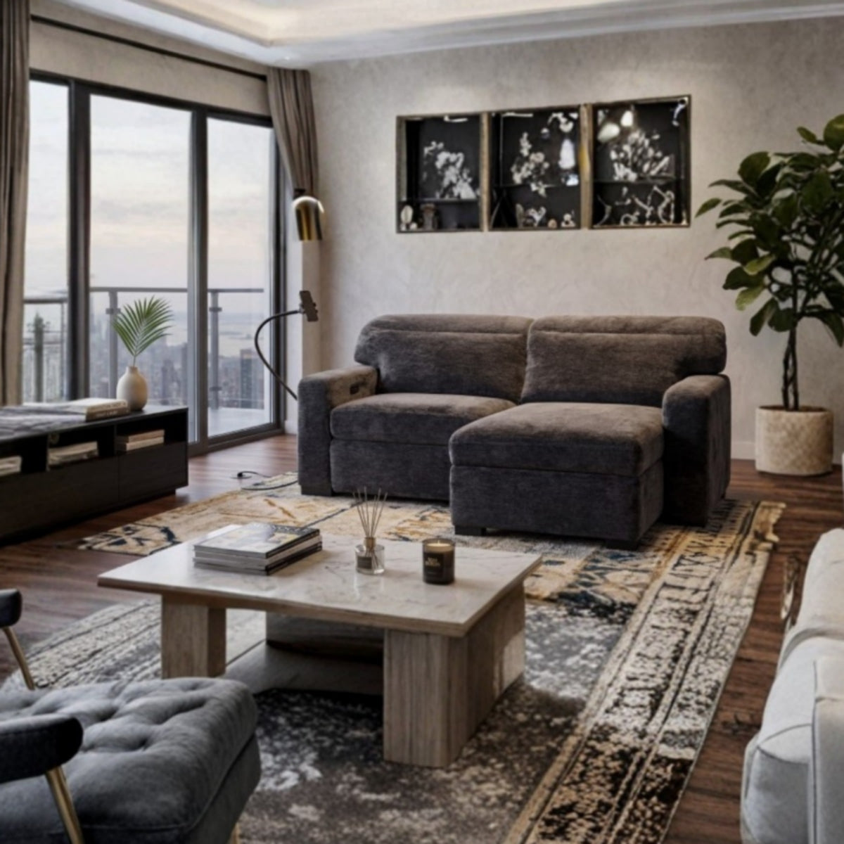 Gillian 2 Seater Sofa In Charcoal