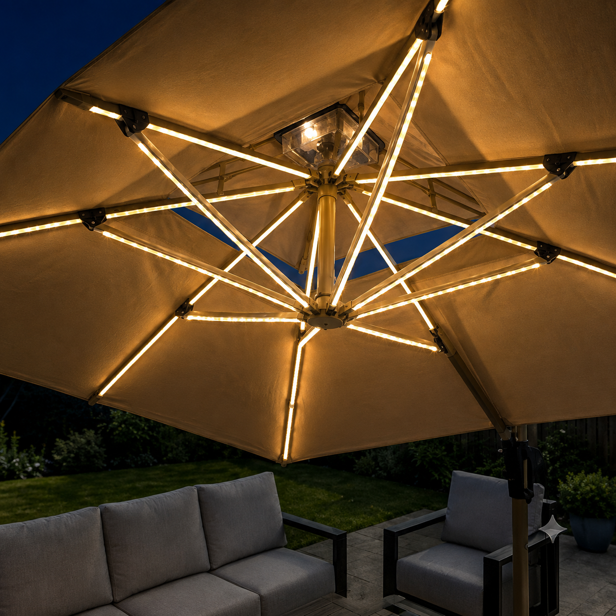 2026 Camber 3m Cantilever Parasol with Solar powered LED Lights