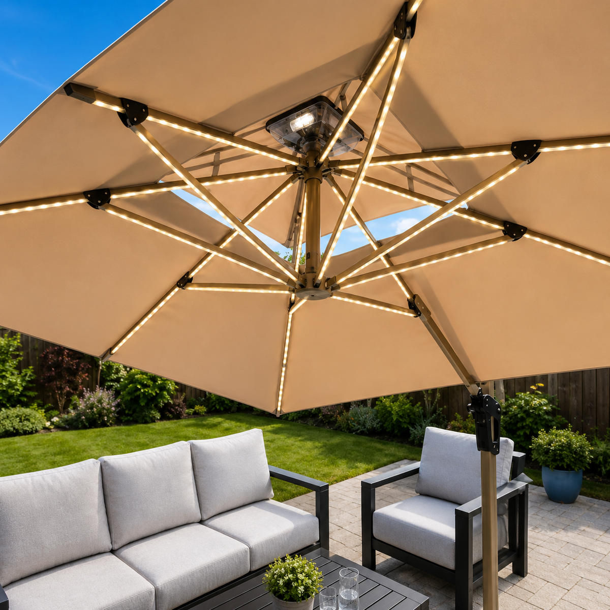 2026 Camber 3m Cantilever Parasol with Solar powered LED Lights