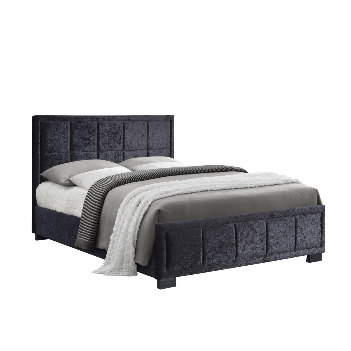 2026 Hannover Fabric Bed - Black Crushed Velvet