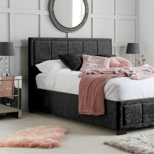 2026 Hannover Fabric Bed - Black Crushed Velvet