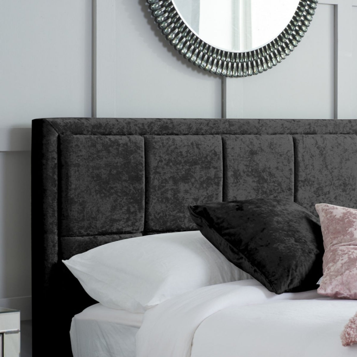 2026 Hannover Fabric Bed - Black Crushed Velvet