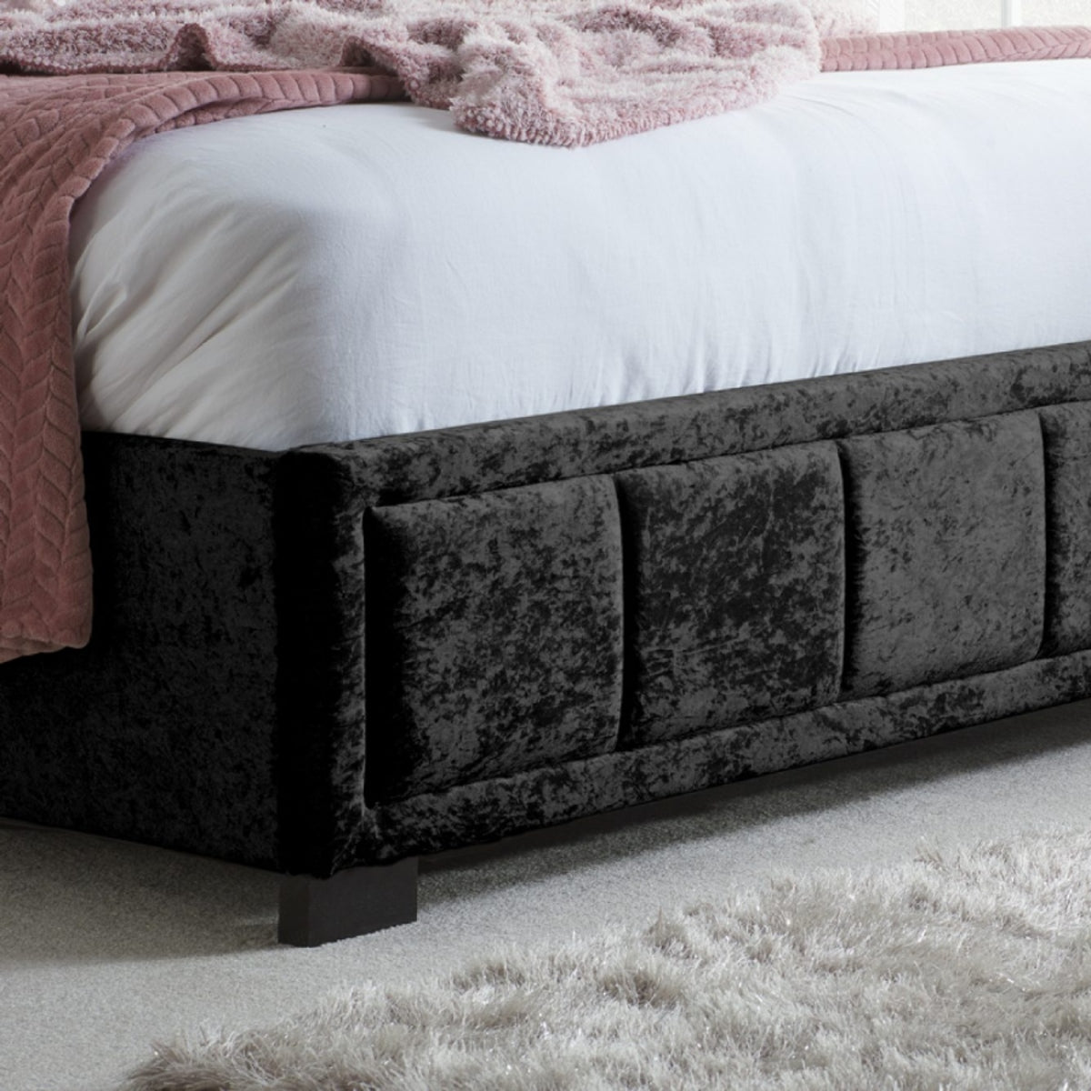 2026 Hannover Fabric Bed - Black Crushed Velvet