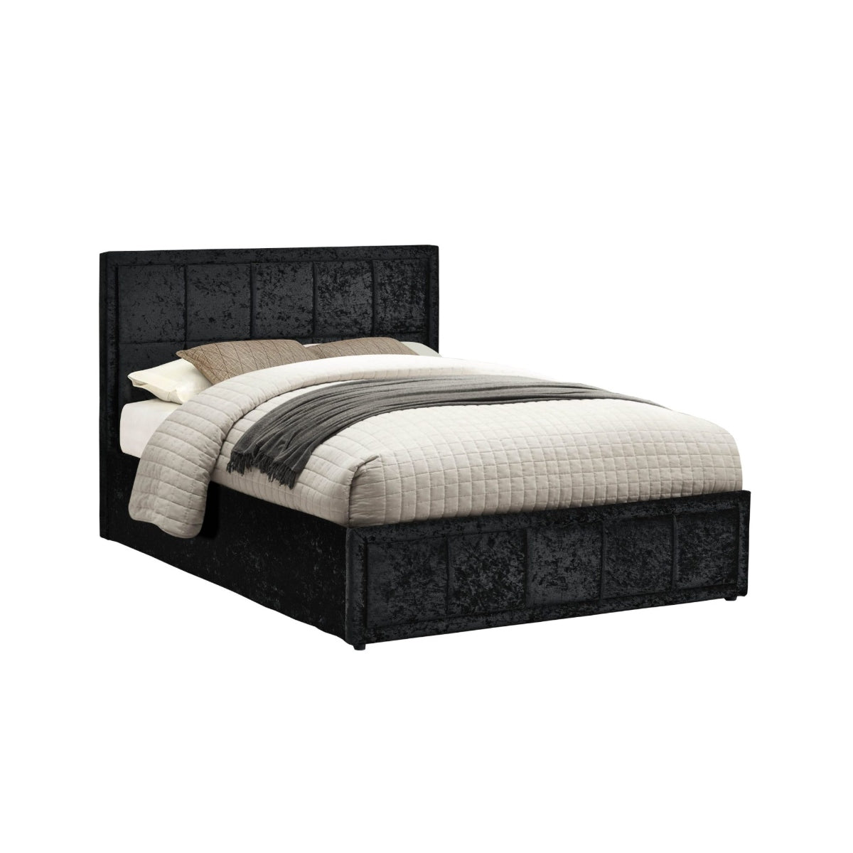 2026 Hannover Fabric Ottoman Bed - Black Crushed