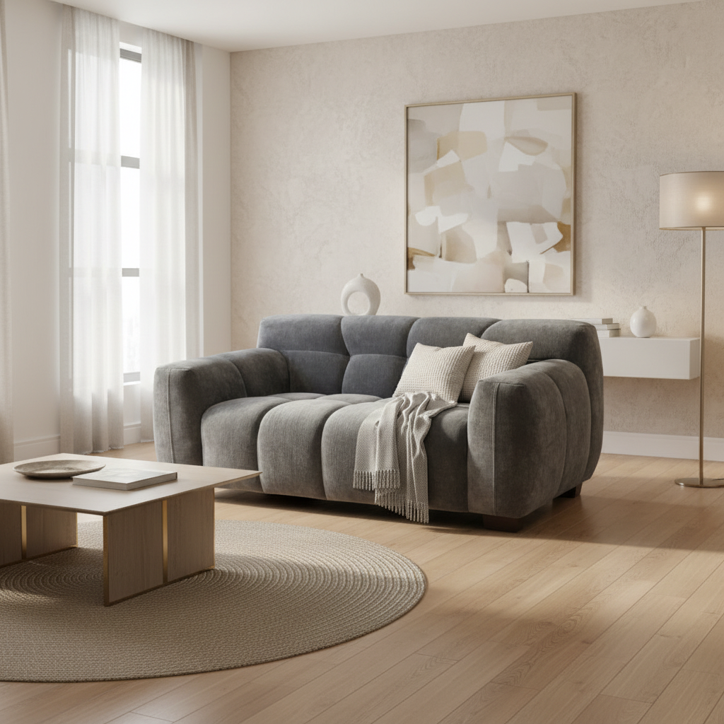 2026 Miami 2 Seater Sofa - Steel Velvet - Nimbus Beds