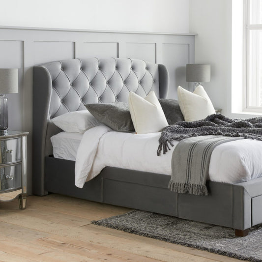 2026  Hope Fabric Bed - Grey Velvet